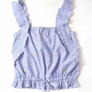 H&M Apple Embroidered Ruffle Stripe Tank Size 4